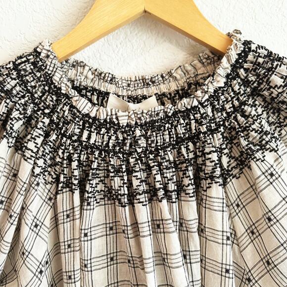 The GREAT Womens Fair Top Size 0/XS Smocked Peasant Linen Blend Cottage Boho - Picture 7 of 9